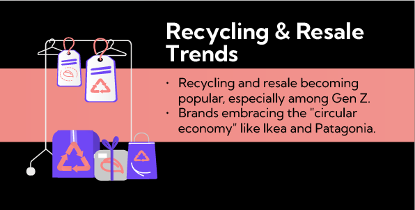 Retail Trends 7:Circular economy where brands are selling recycled clothes are gaining steam amongst the younger cohort. 