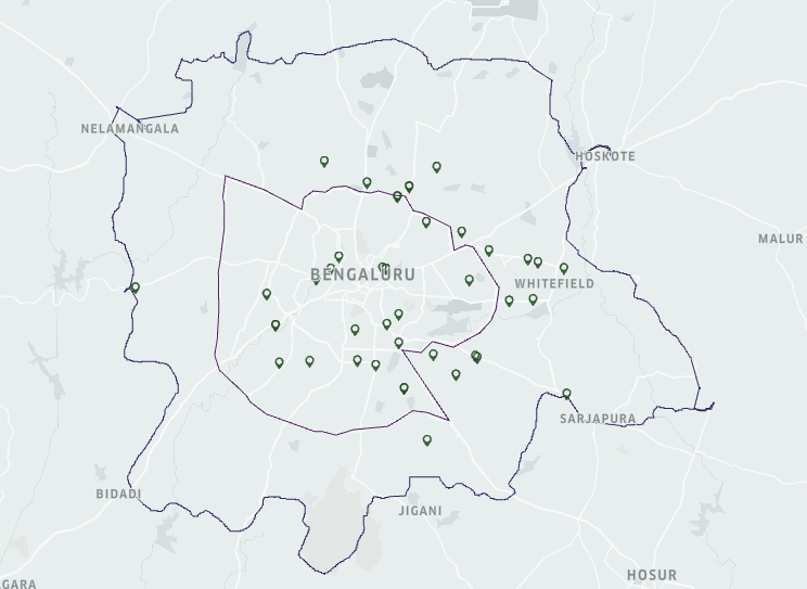 Image highlighting the location of Zudio stores in Bangalore, the image showcases the importance of data-backed decisions in developing retail expansion strategies