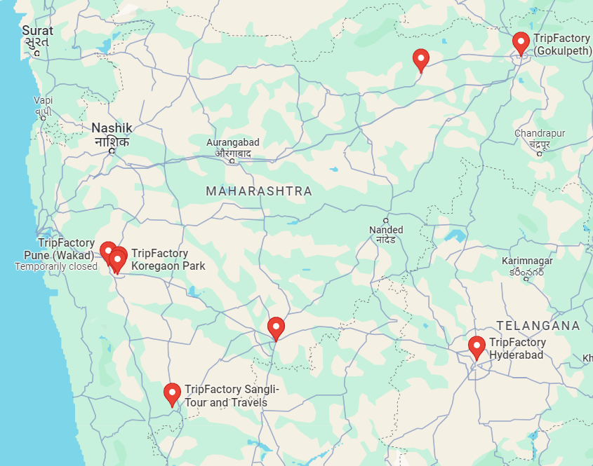 Trip Factory franchise locations across India.